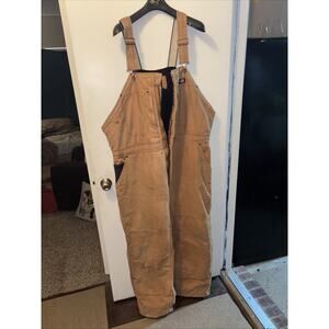 Duck Insulated Bib Work Overalls 3XL Regular Pockets Brown All Zippers Work